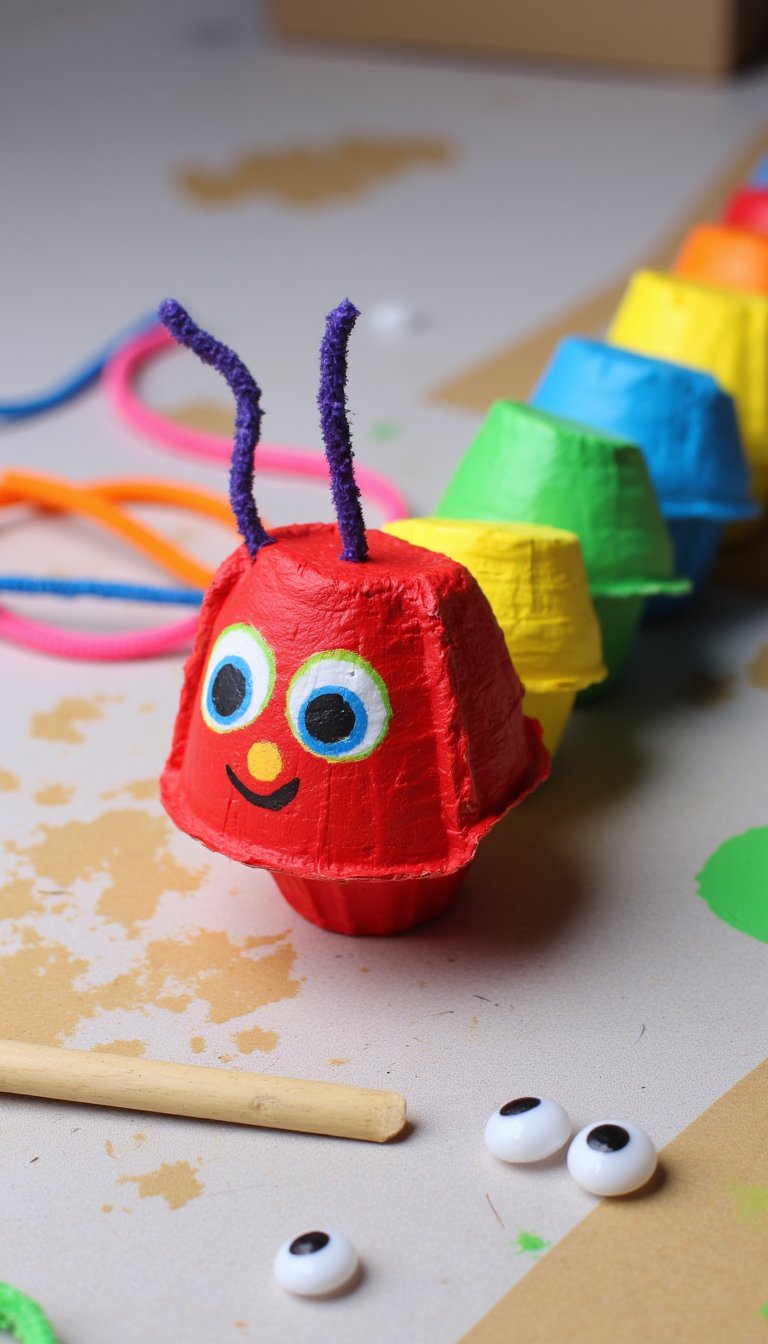 7. Egg Carton Caterpillar