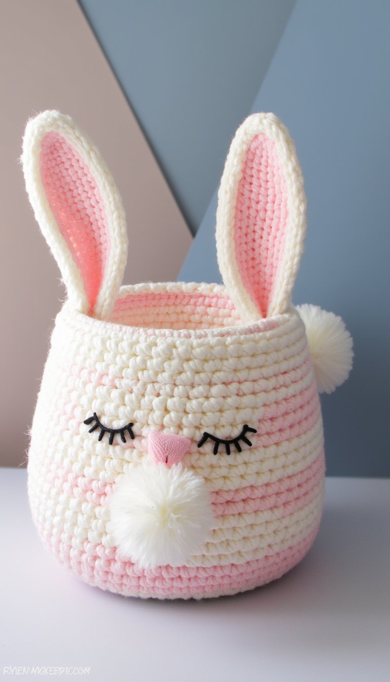 2. Yarn-Wrapped Bunny Baskets