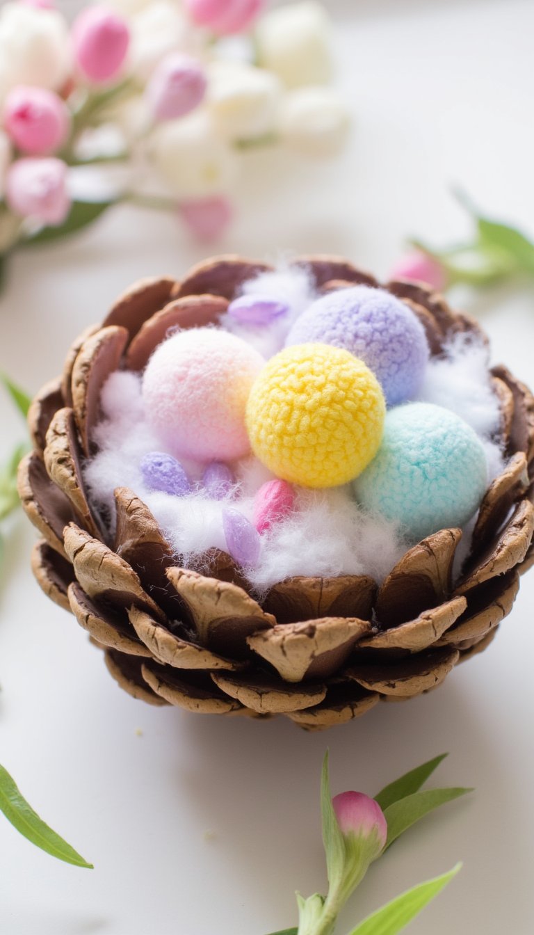 15. Pinecone Peep Nests