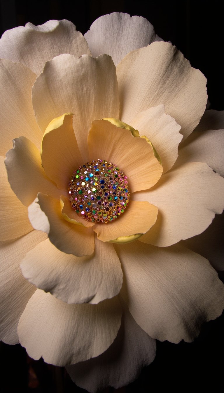 29. Mixed Media Flower with Beaded Center