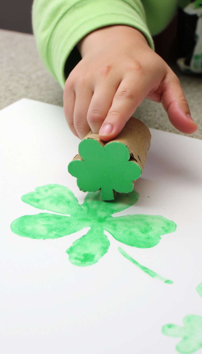 4. Toilet Paper Roll Stamp Shamrocks