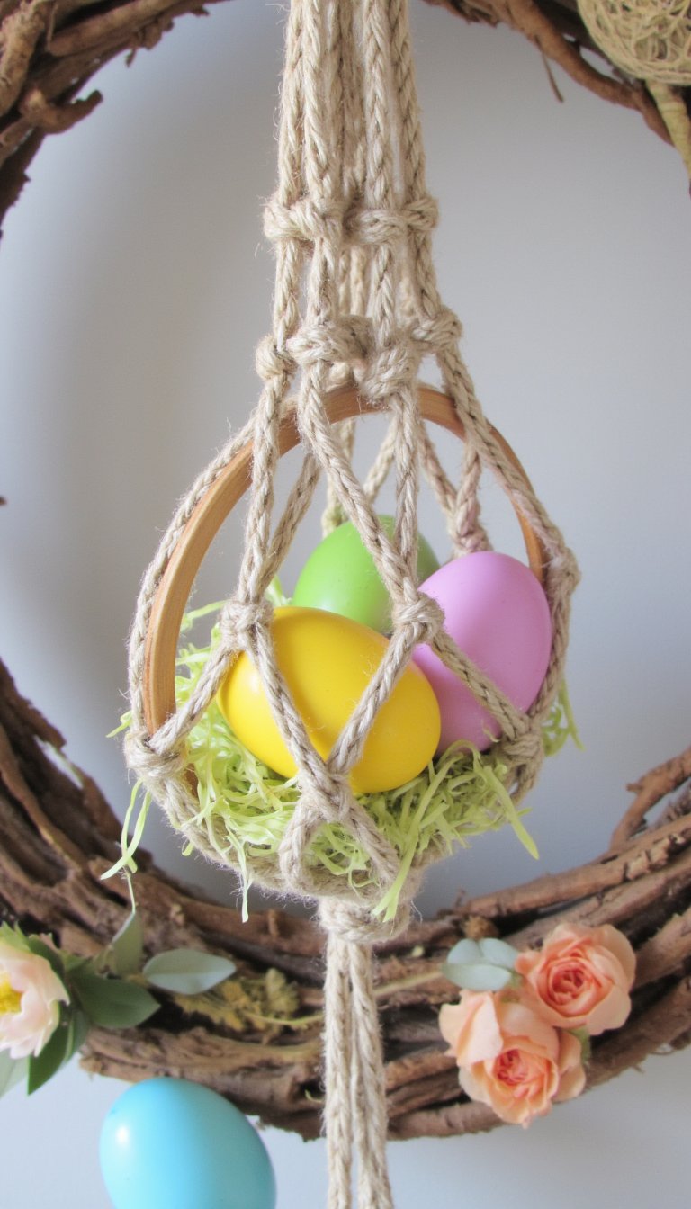 8. A Sweet "Hanging Macrame" Egg Holder