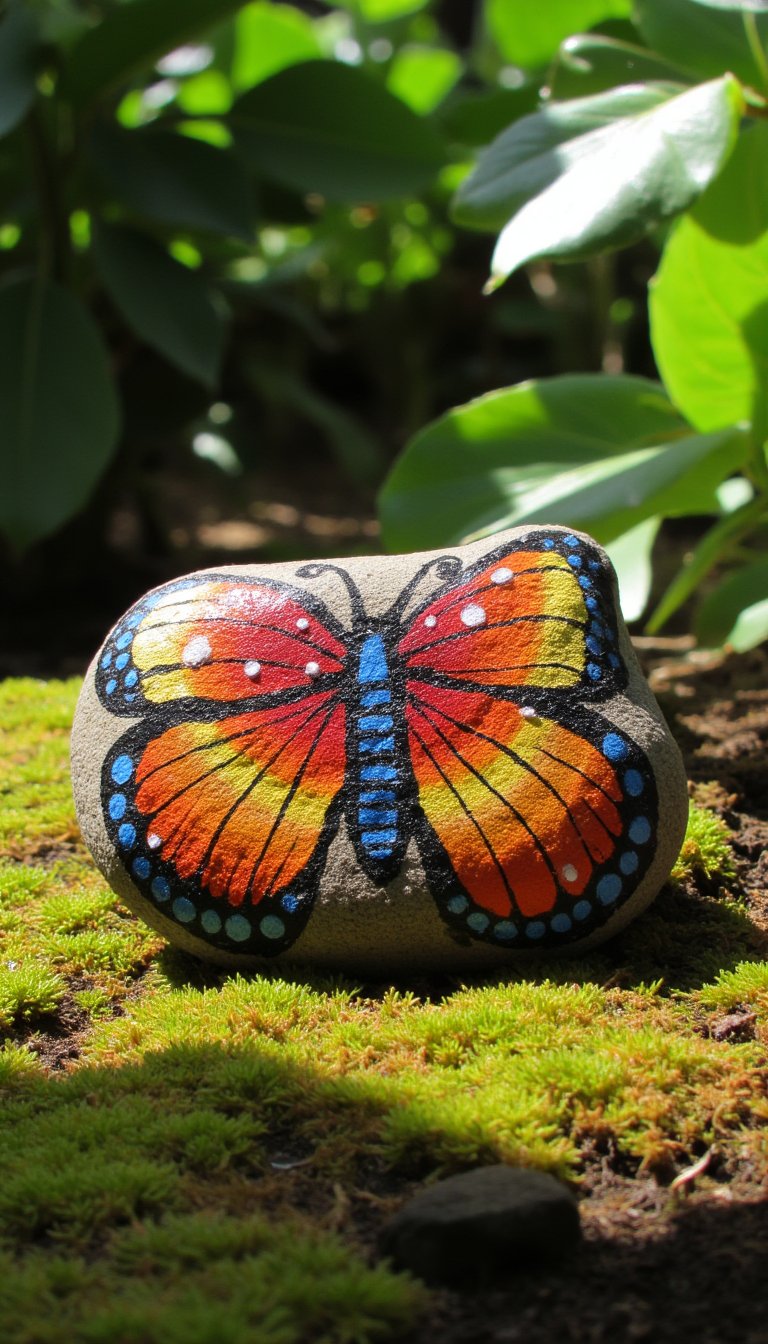 16. Rock Painting: Garden Butterflies