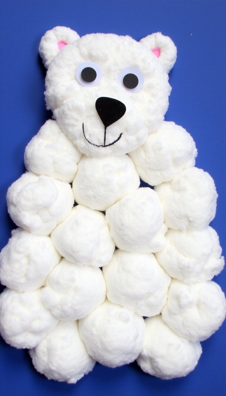 14. Polar Bear Cotton Ball Collage