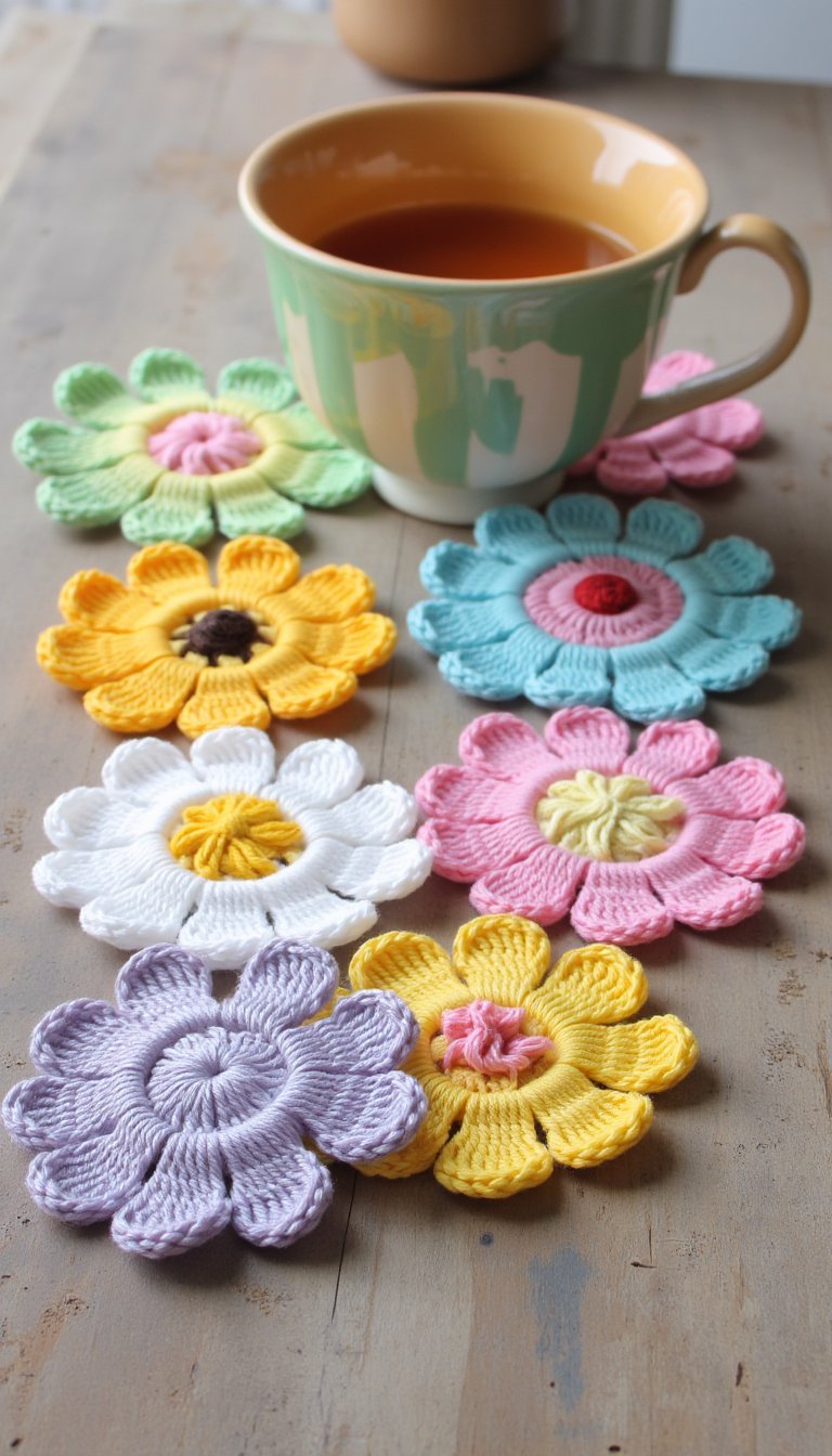 6. Delicate Flower Coasters