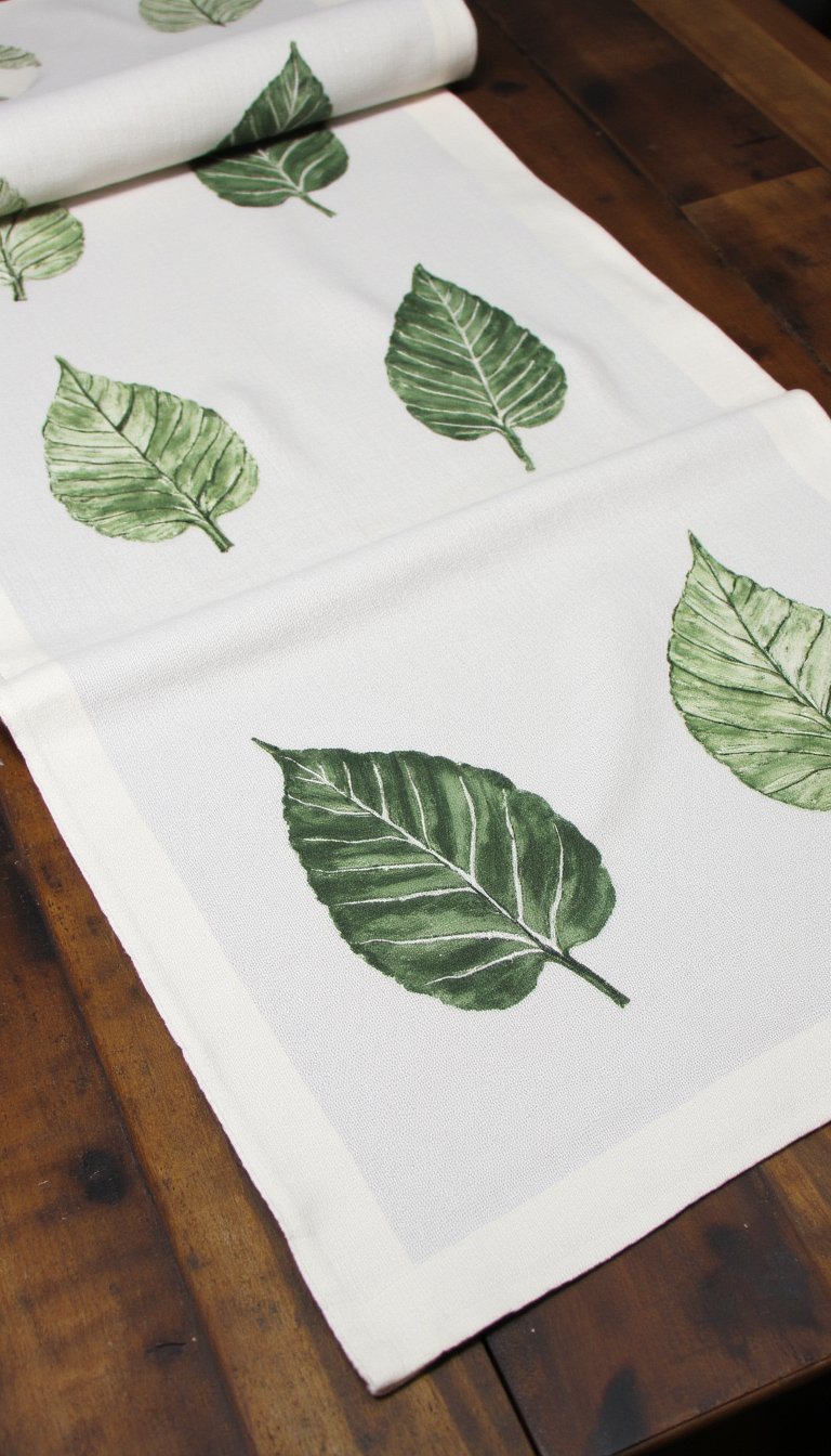 14. Leaf Print Table Runner or Napkins