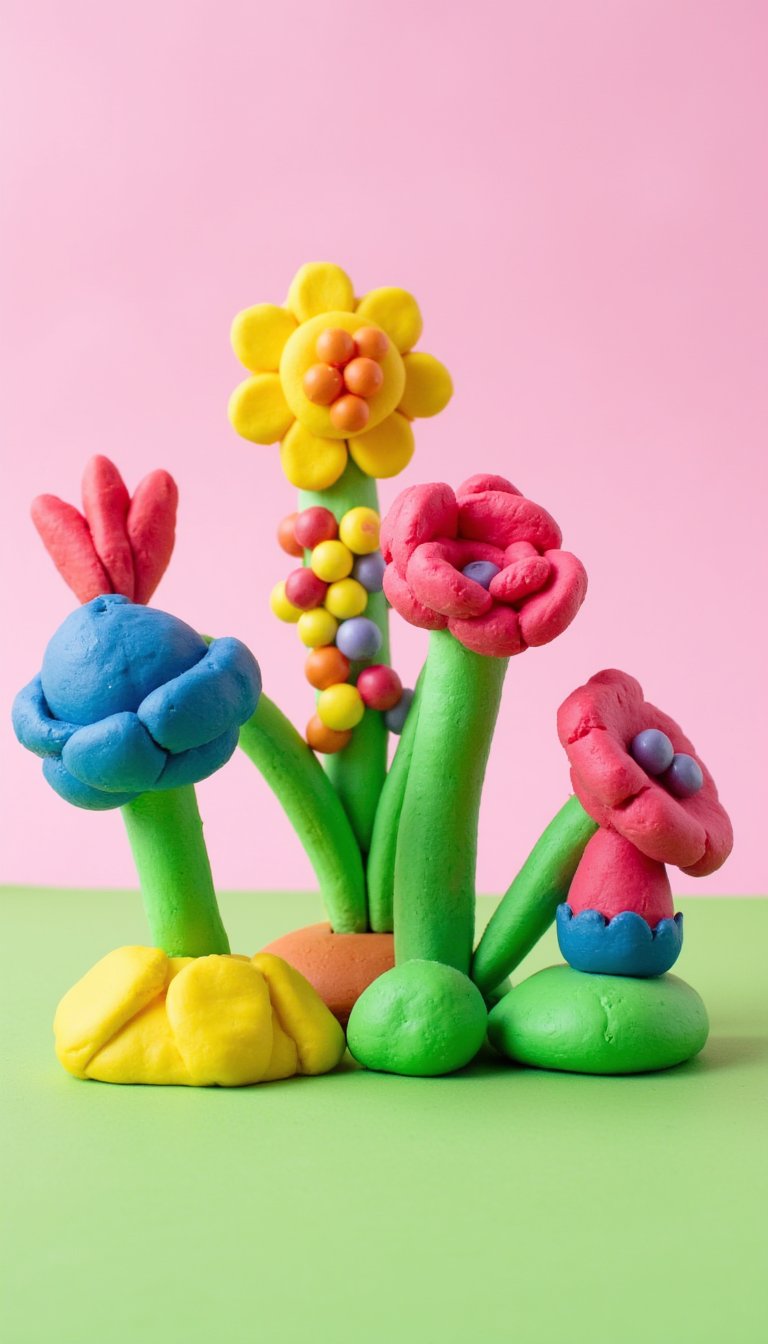 9. Play Dough Flower Garden