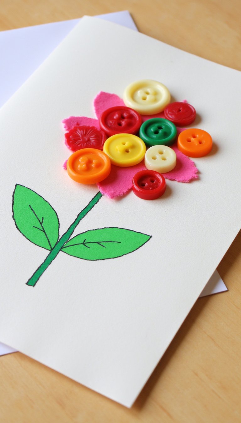 11. Button Flower Card