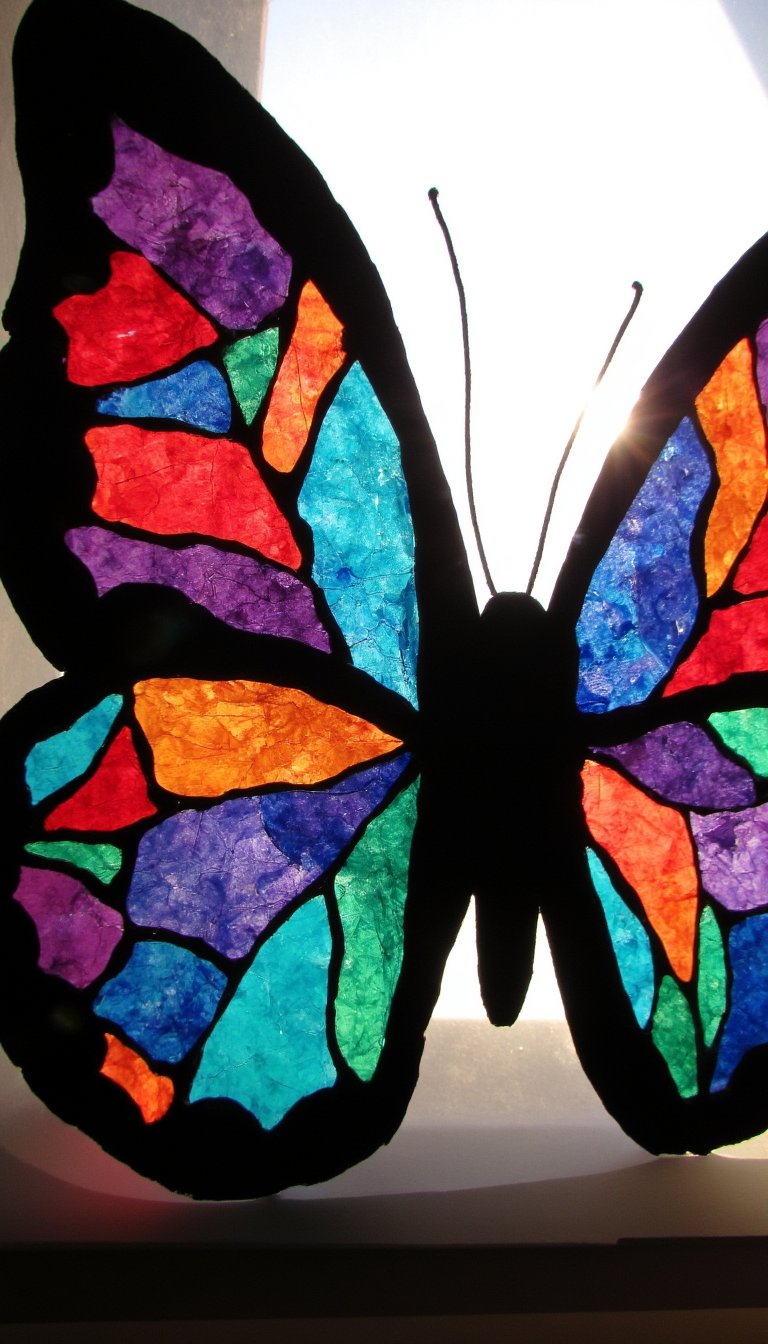 15. “Stained Glass” Tissue Paper Window