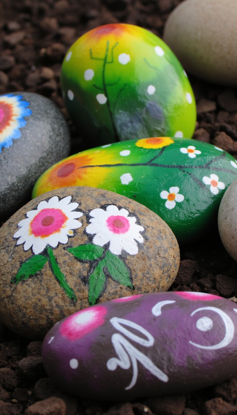 7. Painted Rock Garden Markers