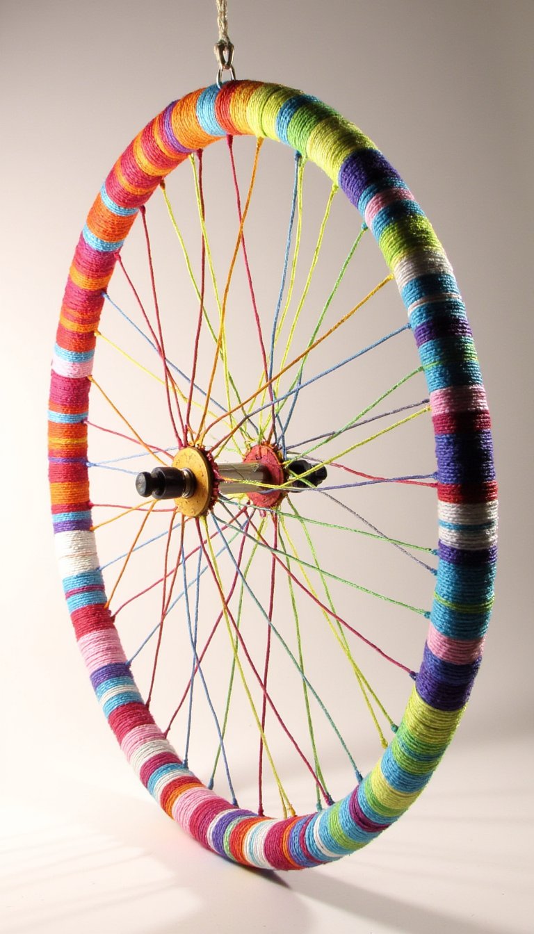 3. Upcycled Bicycle Wheel Rainbows