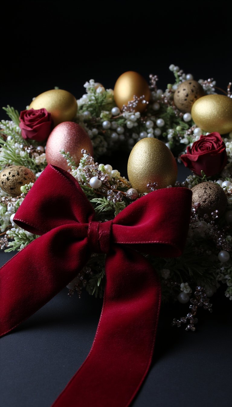 13. A Glamorous Metallic & Velvet Wreath