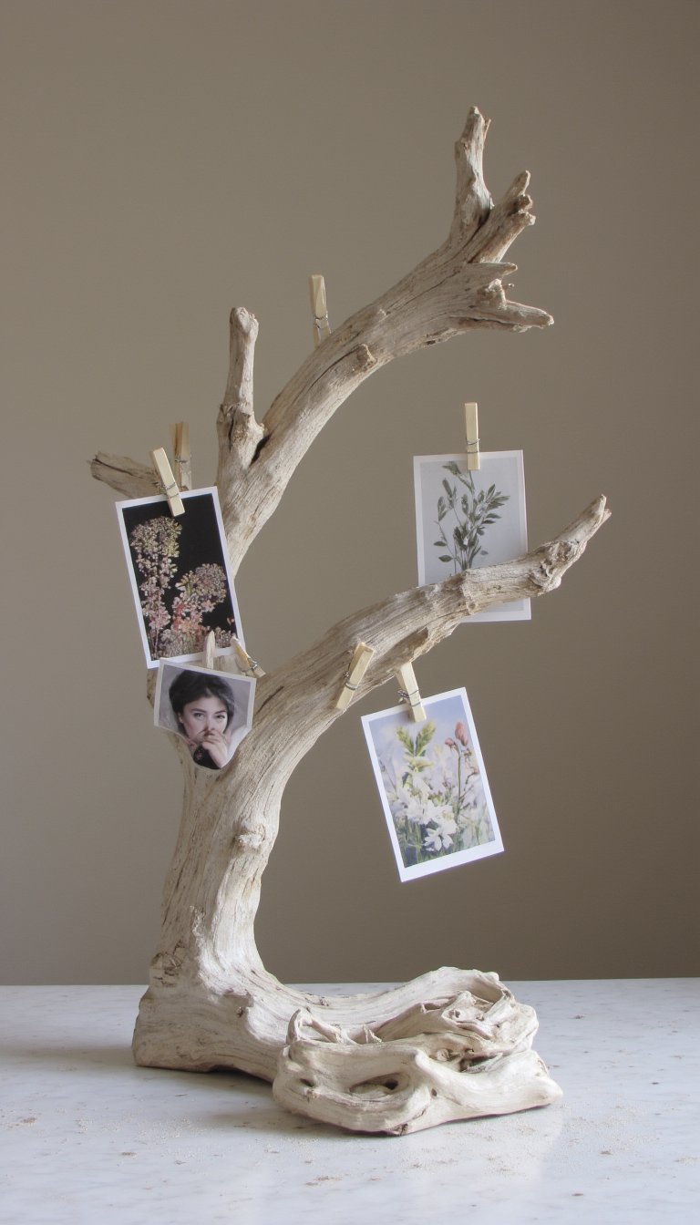 15. Driftwood or Branch Photo Display