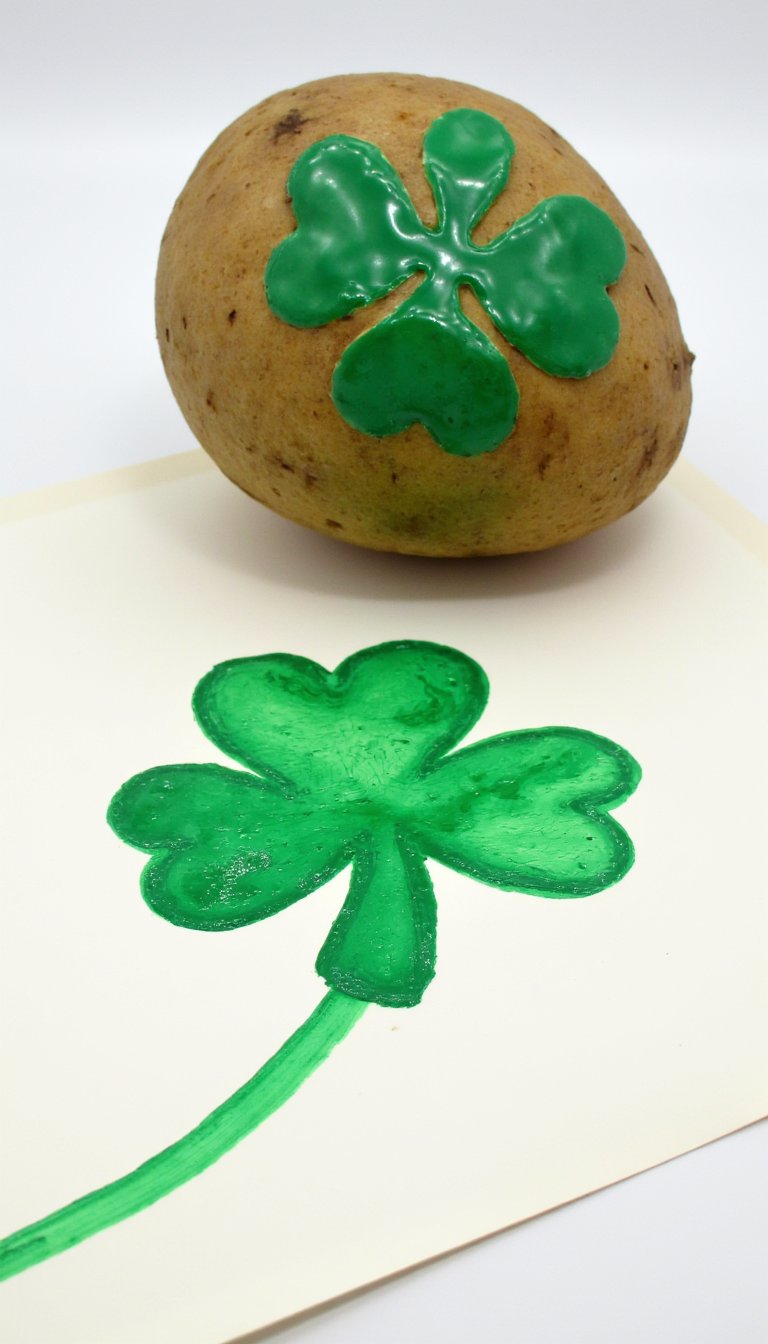 10. Potato Stamp Shamrocks