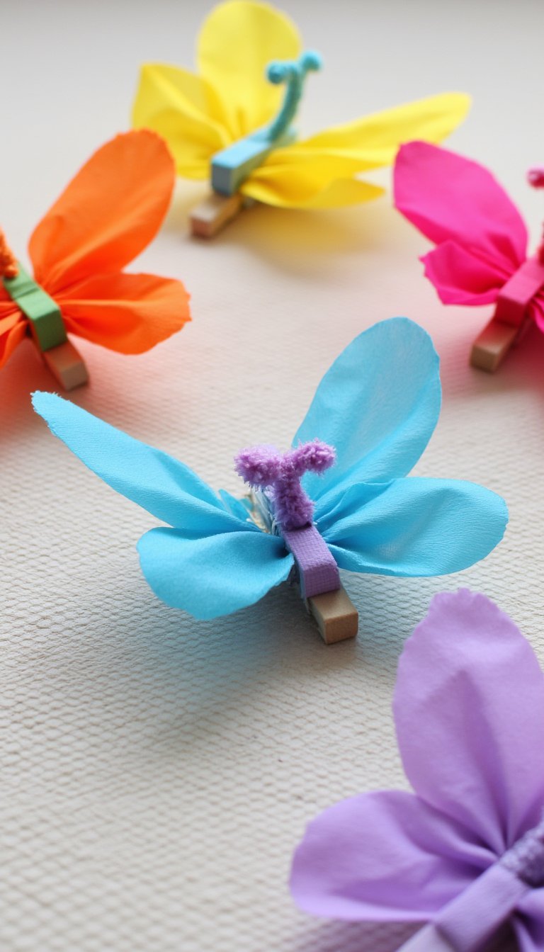 3. Clothespin & Tissue Paper Butterflies