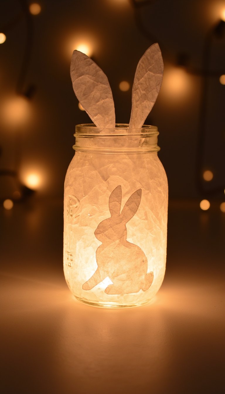 17. Mason Jar Bunny Lanterns