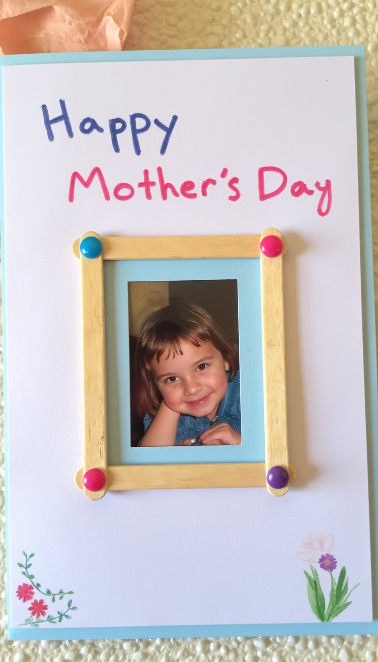 6. Popsicle Stick Photo Frame Card