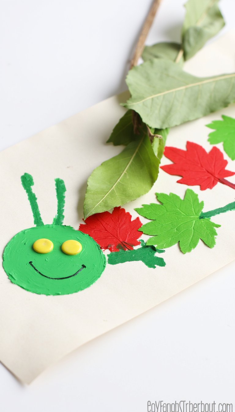 9. Leaf-Print Hungry Caterpillar