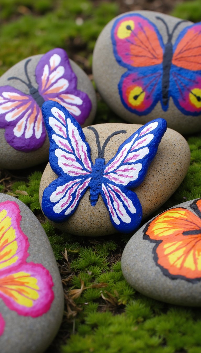 21. Rock Painting: Garden Butterflies