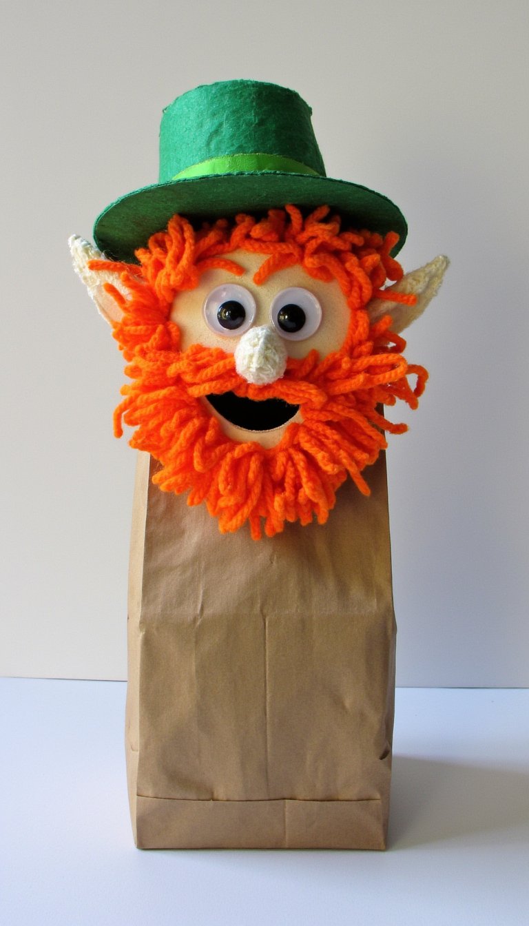 16. Paper Bag Leprechaun Puppet