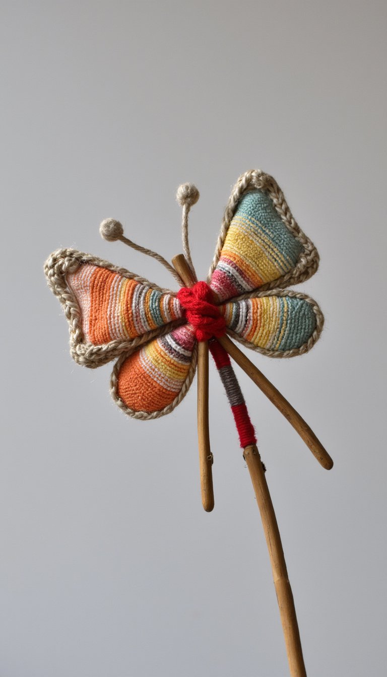 15. Yarn-Wrapped Stick Butterflies
