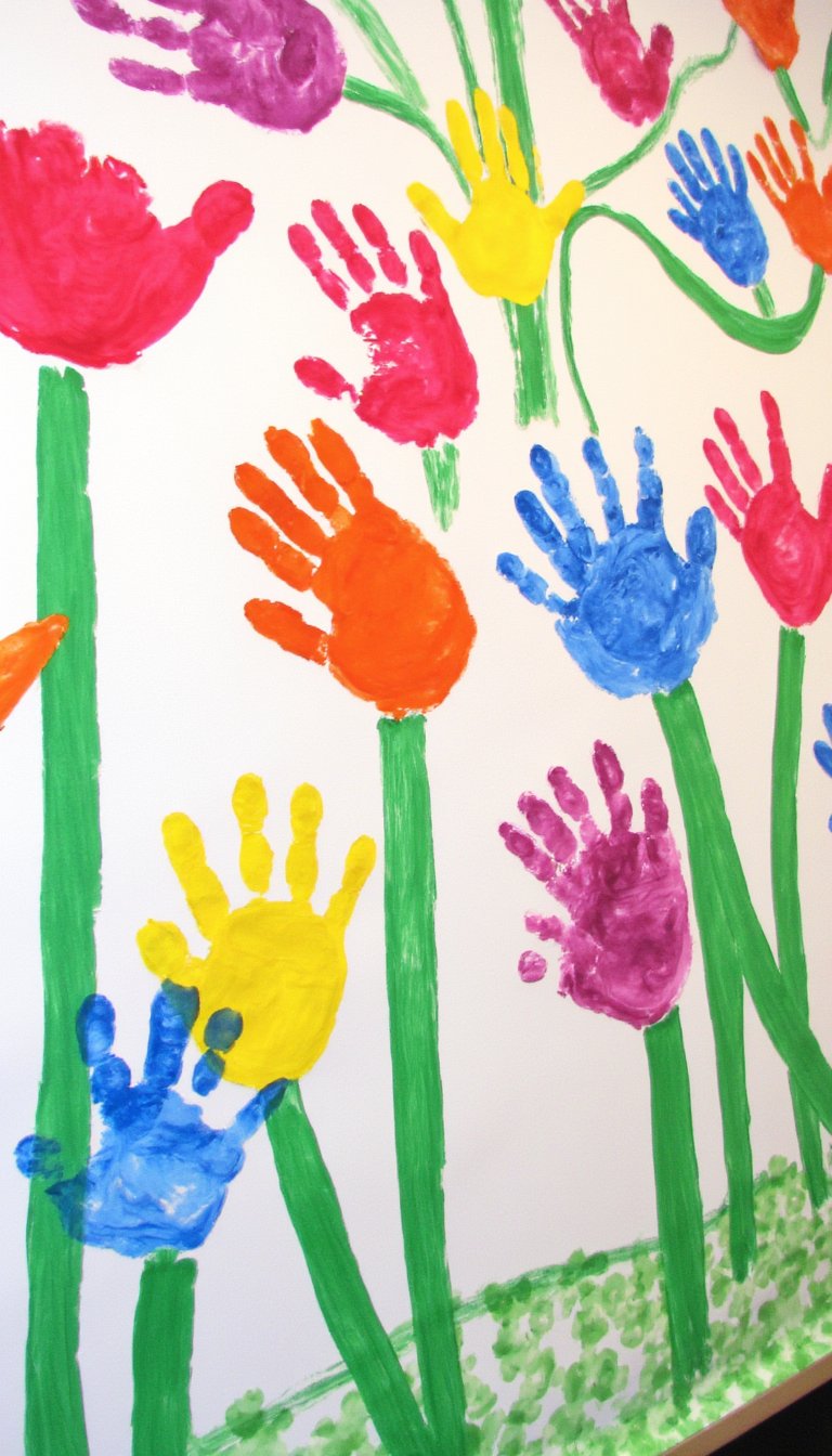 2. Blooming Handprint Flower Garden