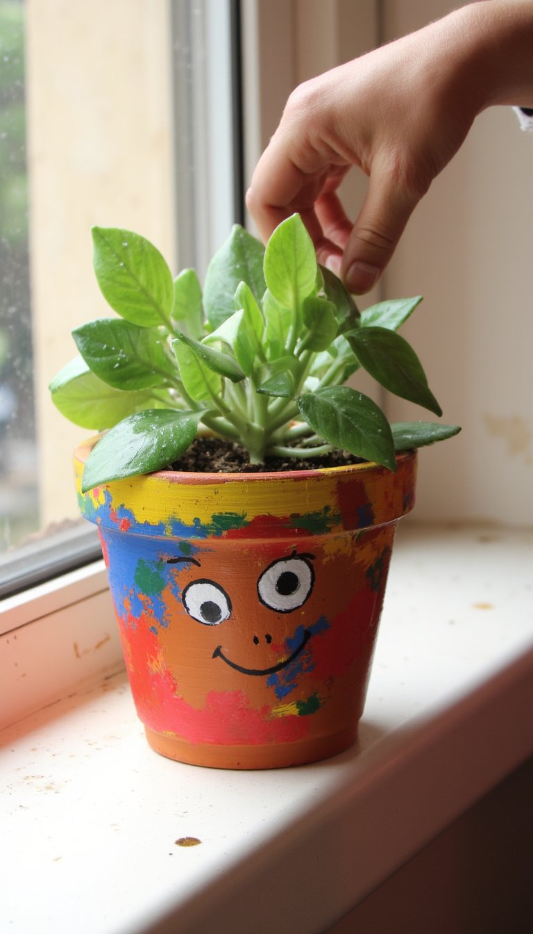 5. A Painted Pot & Easy-Grow Plant