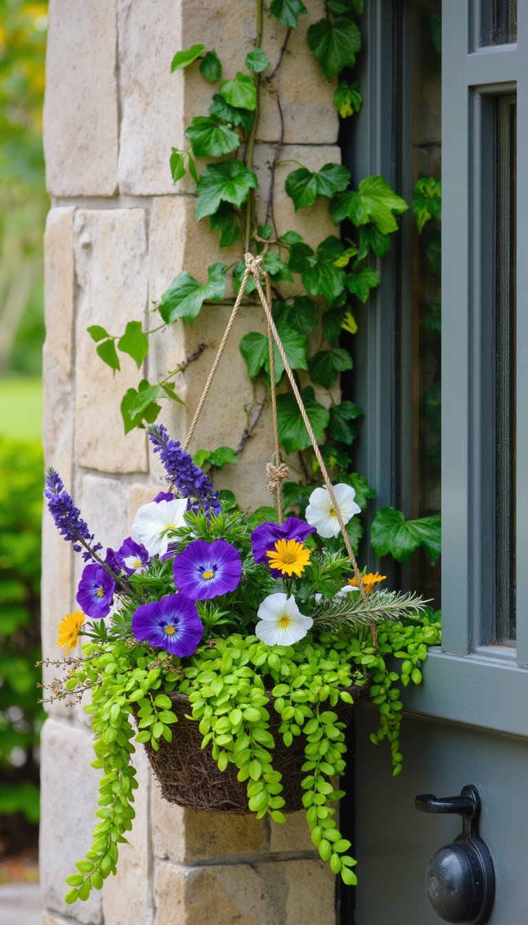 4. A Vertical Hanging Basket Garden