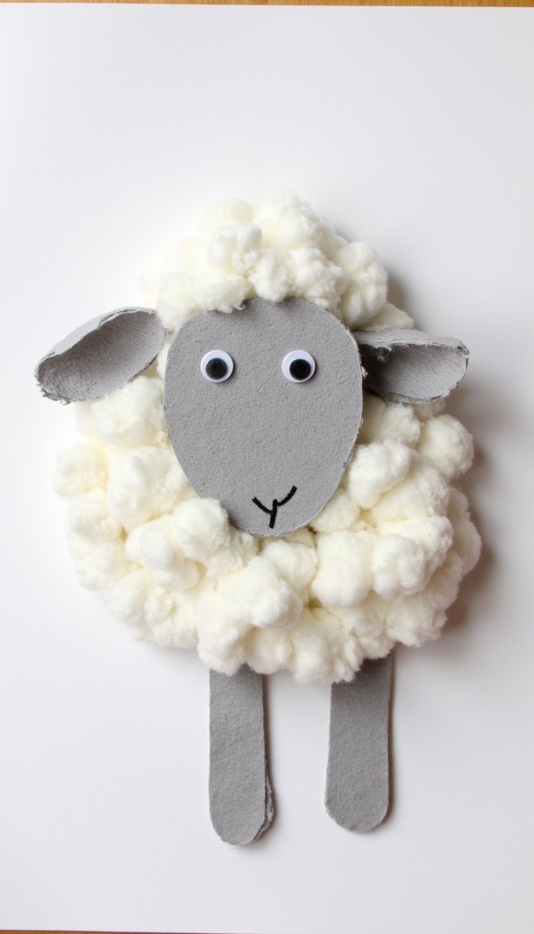 1. Cotton Ball Sheep Collage