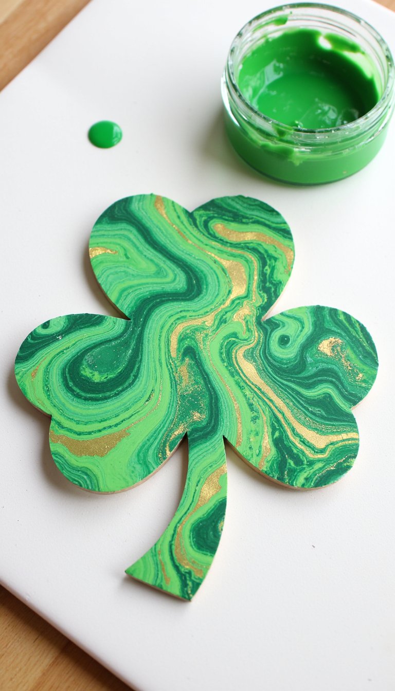 11. Shaving Cream Marbled Shamrocks