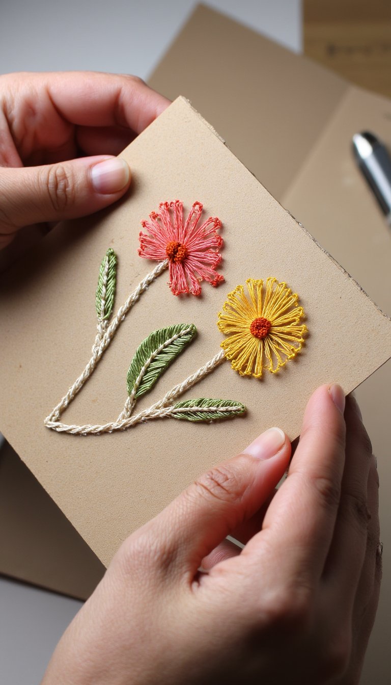 14. Stitched String Art Card