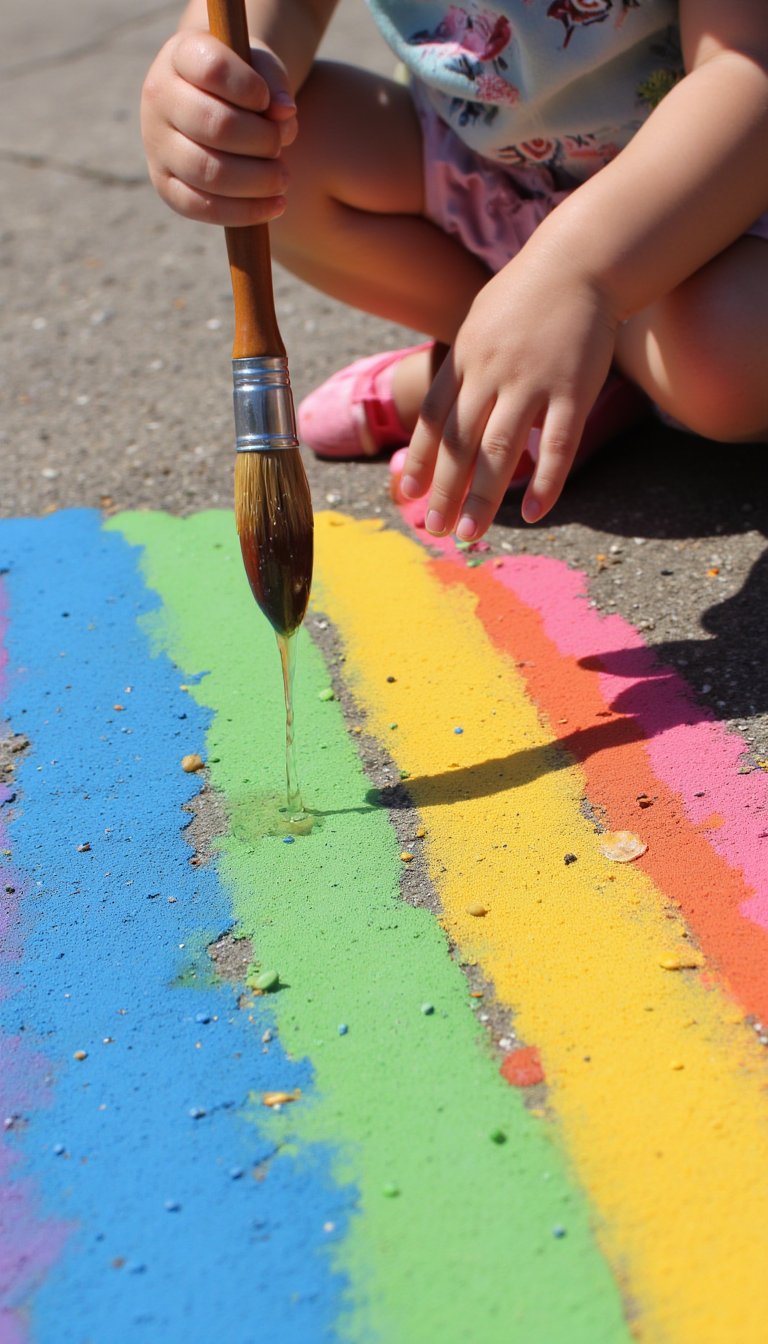 8. Rainbow Chalk & Water Art