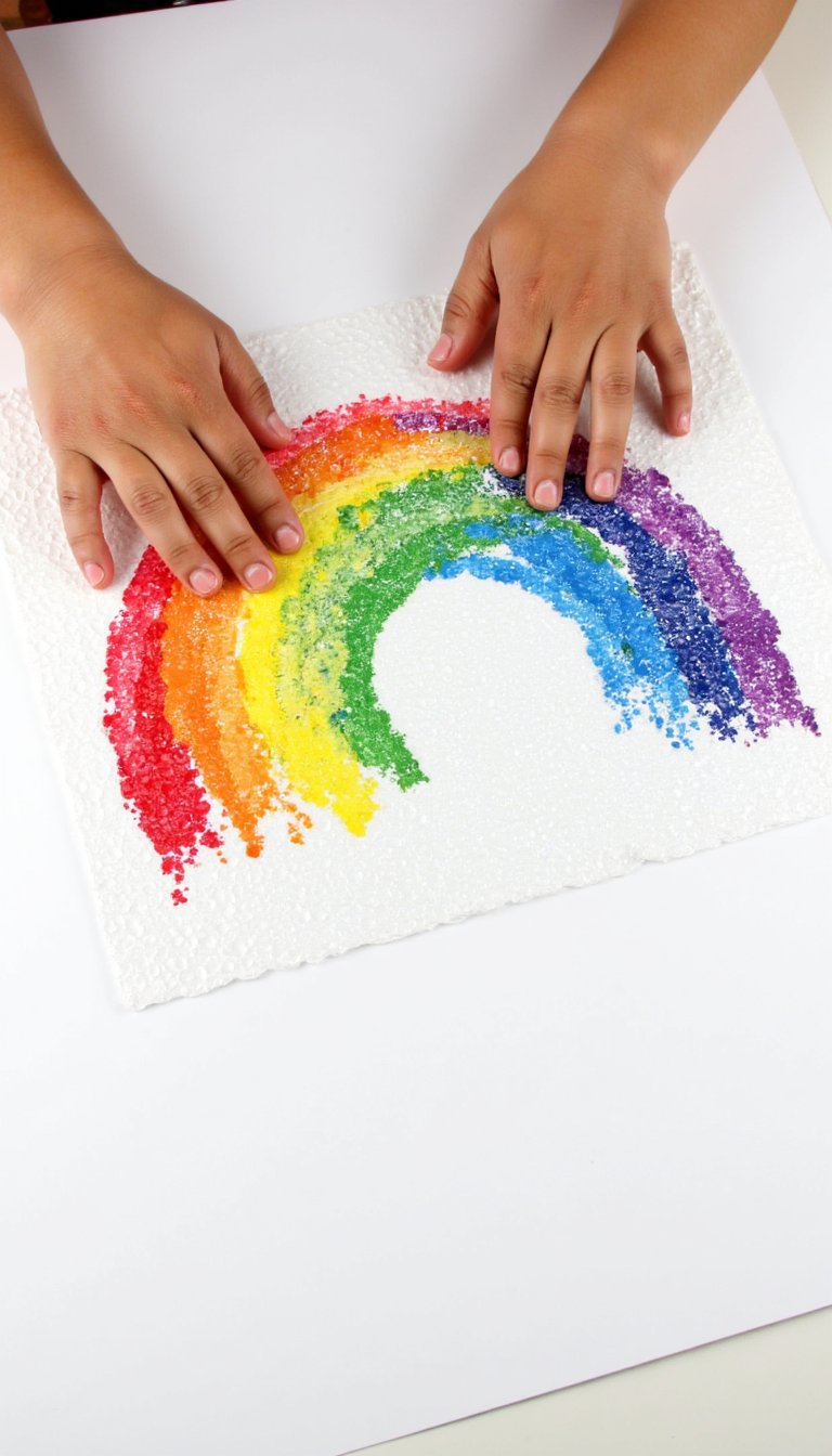 6. Rainbow Bubble Wrap Printing