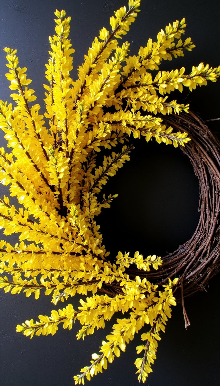 1. The Classic Faux Forsythia Wreath