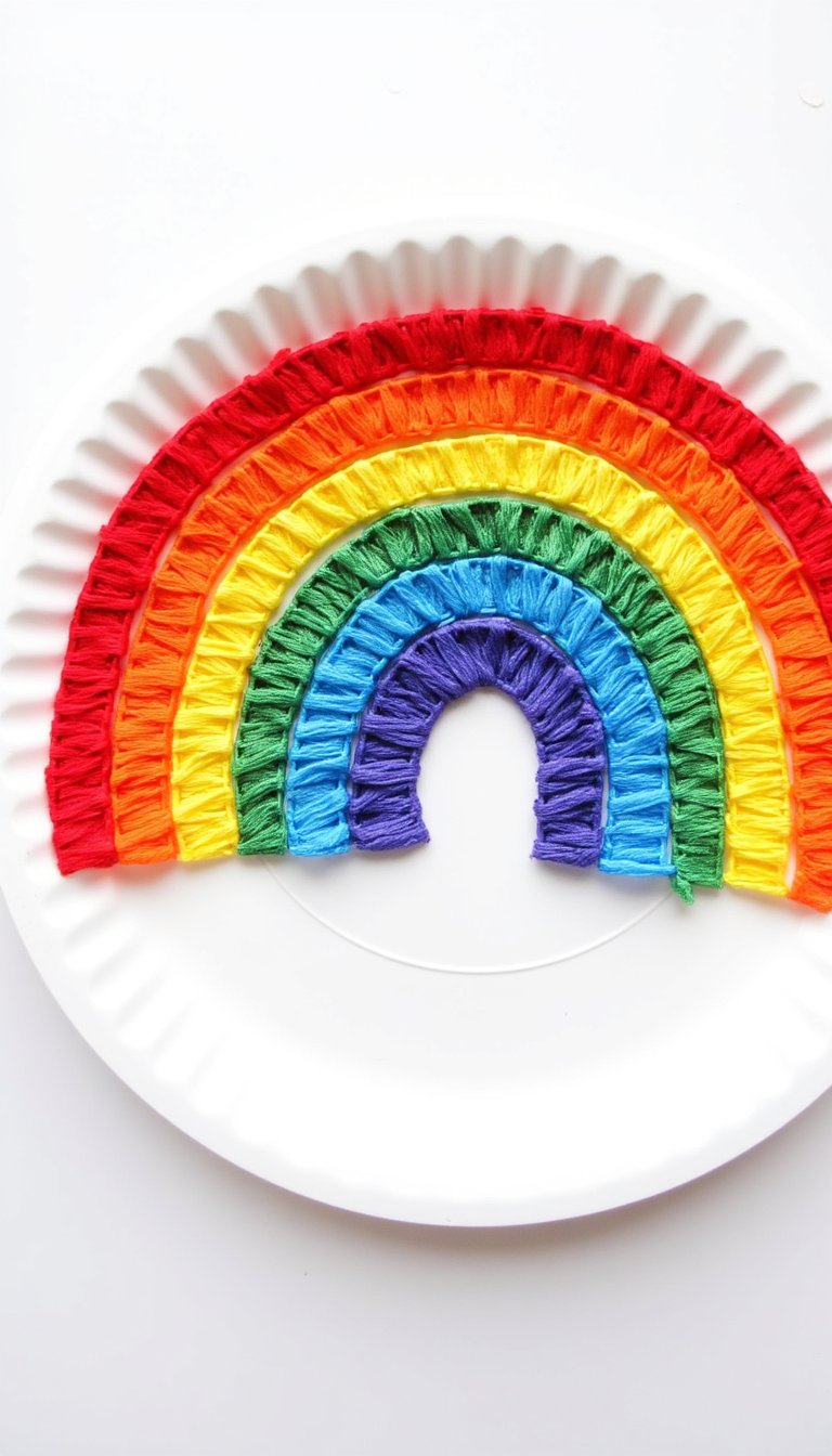 1. Paper Plate Rainbow Weaving