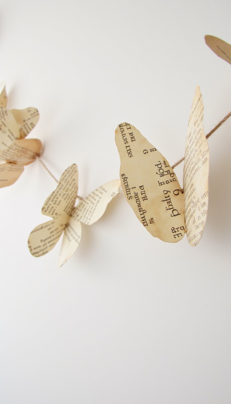 7. Butterfly Garland from Old Books or Maps