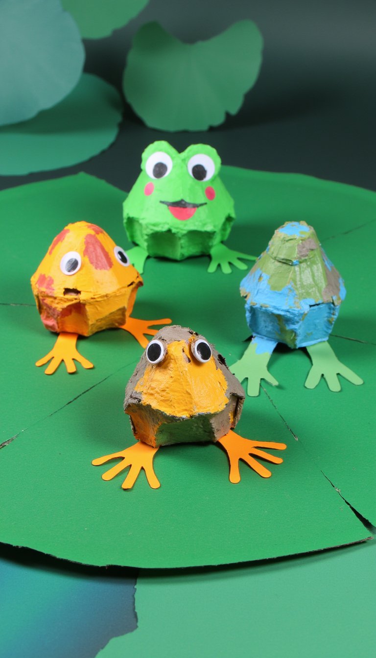 3. Recycled Egg Carton Frogs