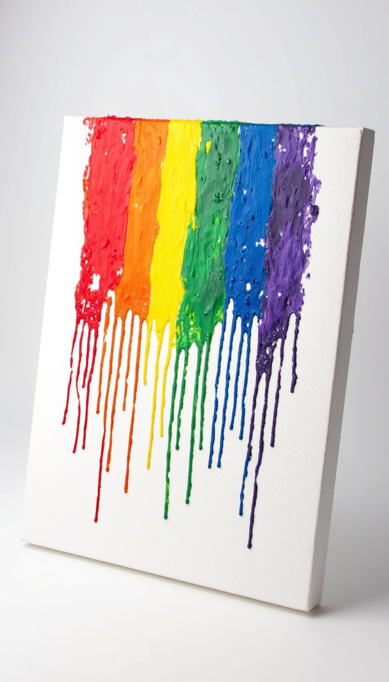 3. Melted Crayon Rainbow Canvas