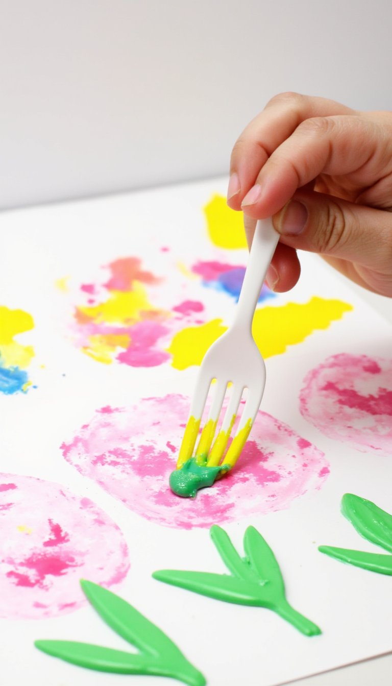 5. Fork-Painted Tulips