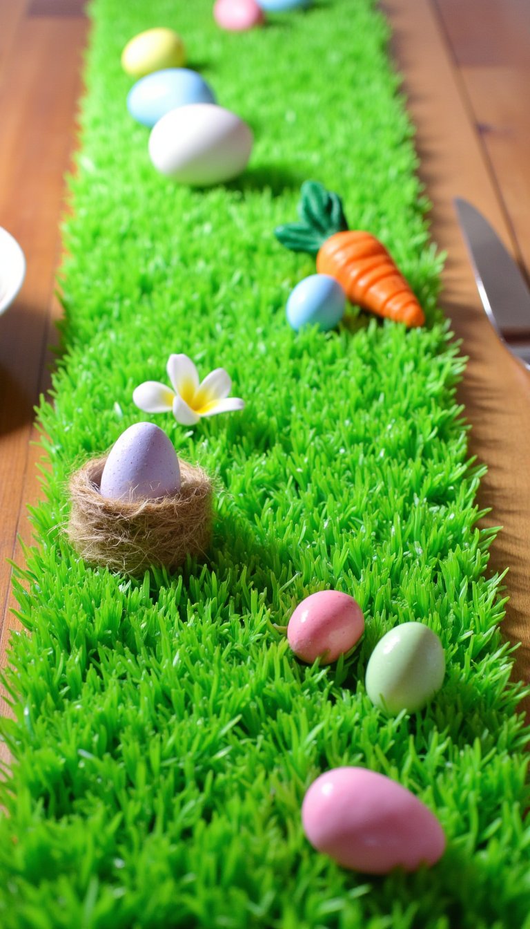 10. A Faux Grass Table Runner