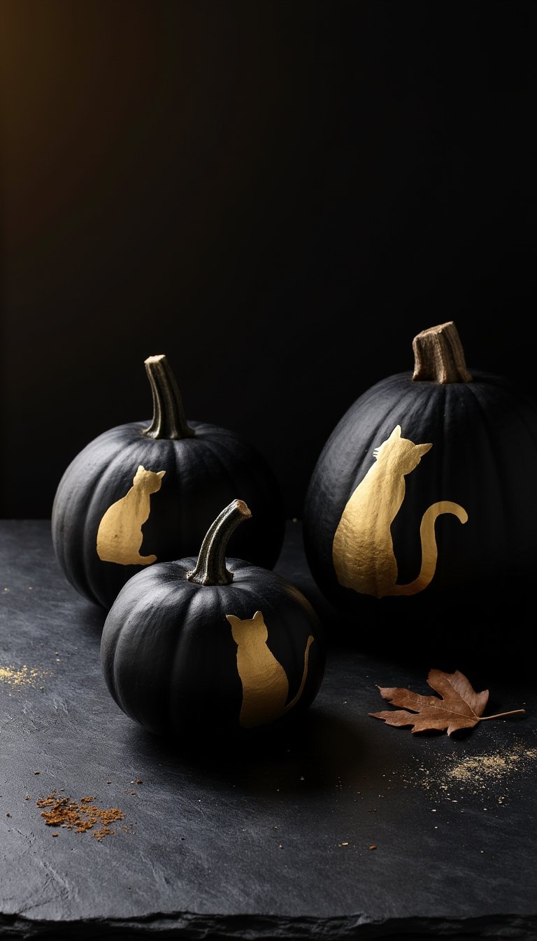 13. Black Cat Silhouette Pumpkins
