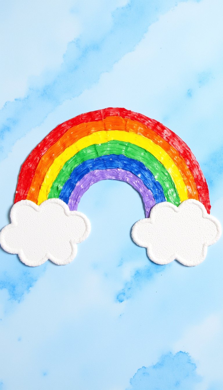 2. Rainbow with Fluffy Clouds