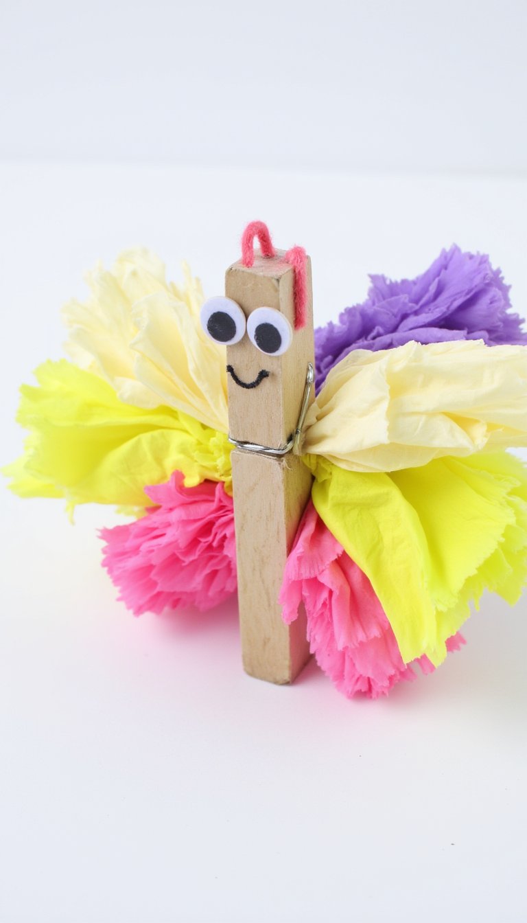 6. Clothespin & Tissue Paper Butterfly