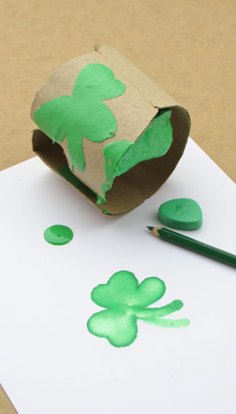 3. Toilet Paper Roll Shamrock Stampers