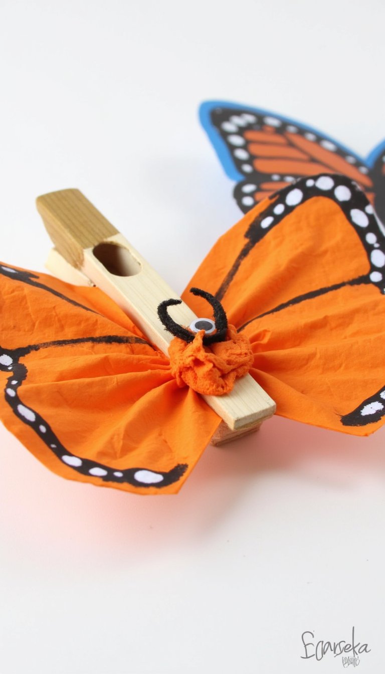 2. Clothespin Monarch with Tissue Paper Wings