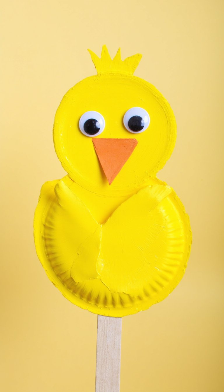 8. Paper Plate Chick Puppets