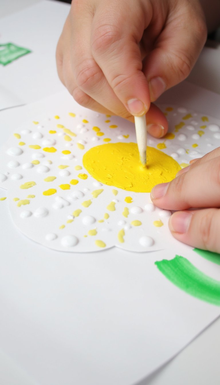 16. Q-Tip Pointillism Daisies