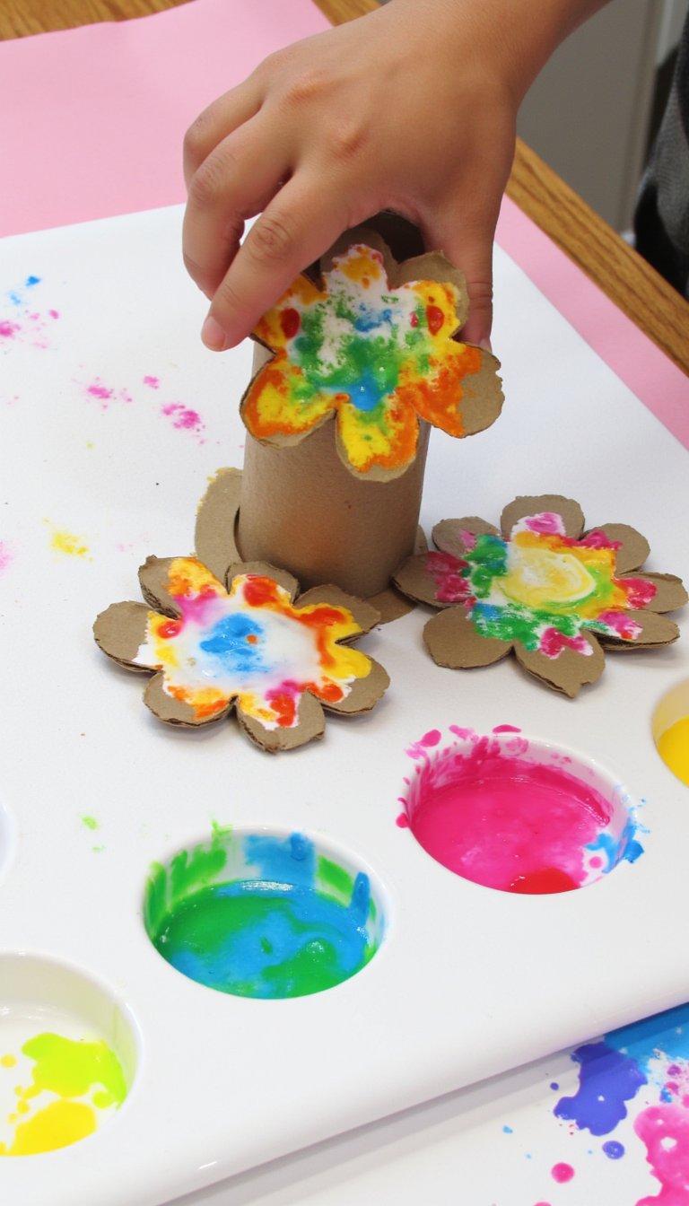 14. Toilet Roll Stamp Flowers