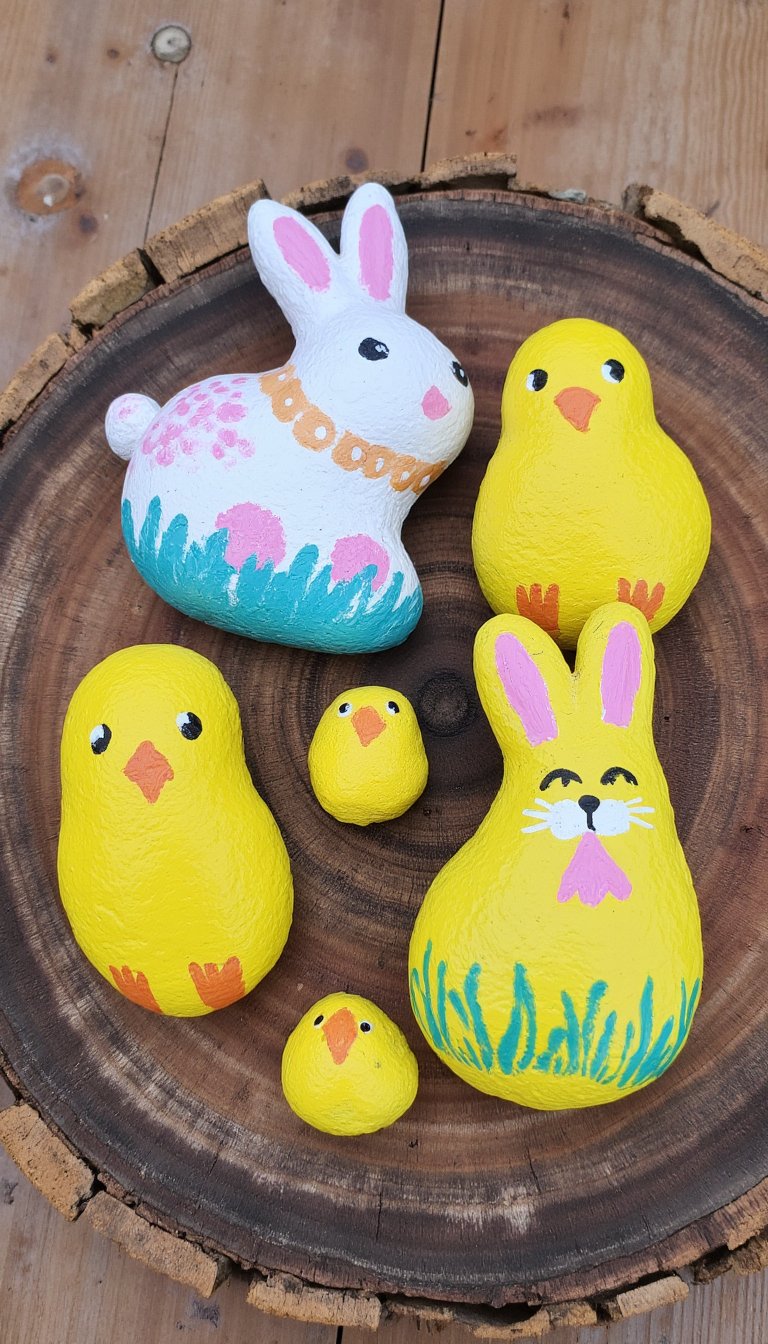 9. Painted Rock Bunnies & Chicks