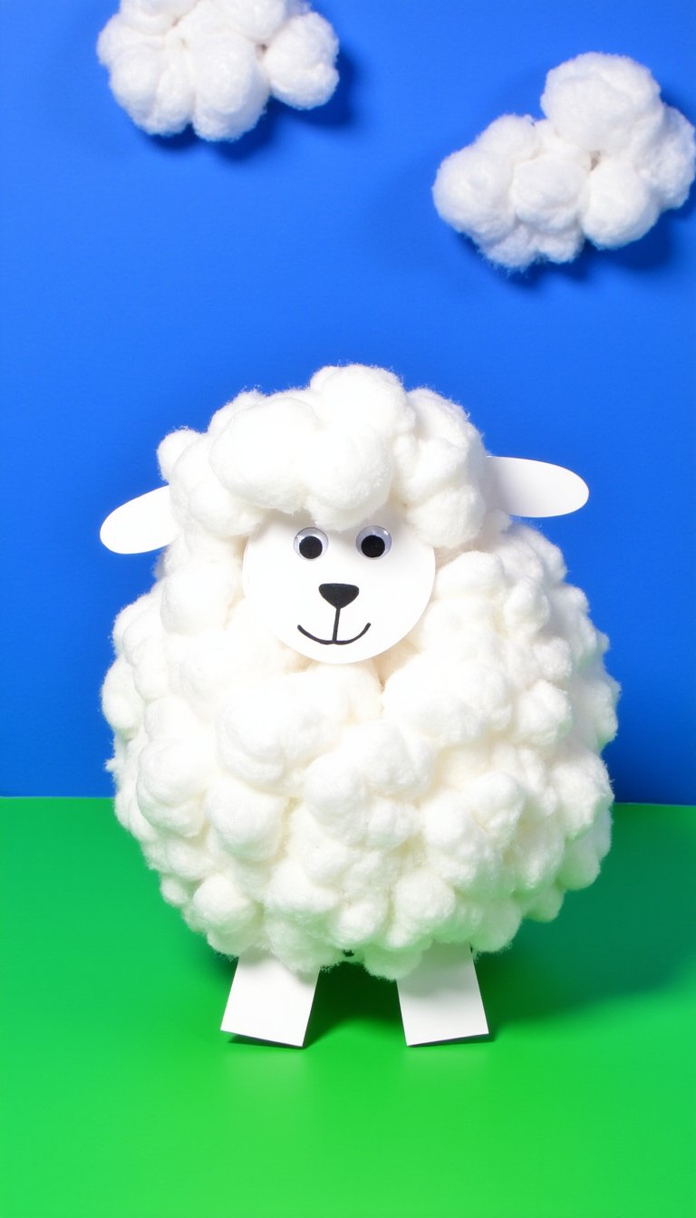 6. Textured Lamb with Cotton Ball Clouds